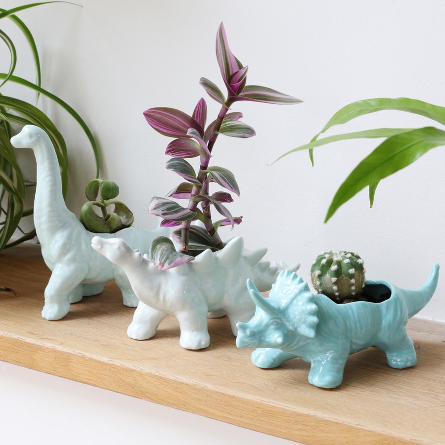 GREEN DIPLODOCUS DINOSAUR PLANTER