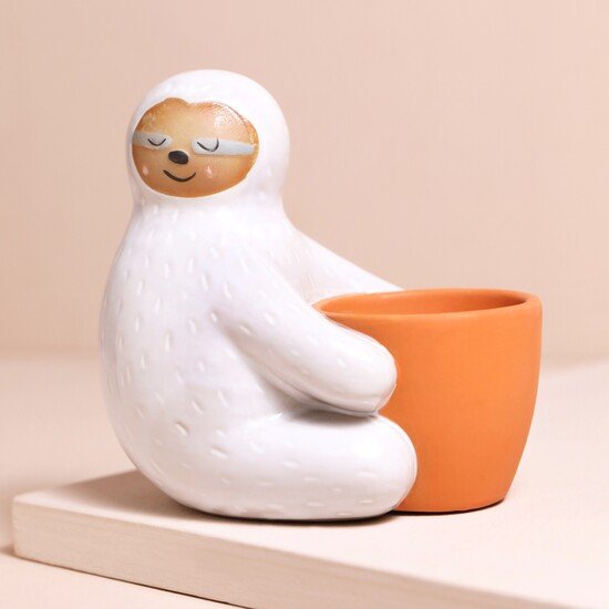 CERAMIC SLOTH HUG PLANTER
