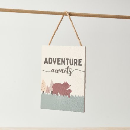 ADVENTURE AWAITS WOODEN SIGN, 14.5CM