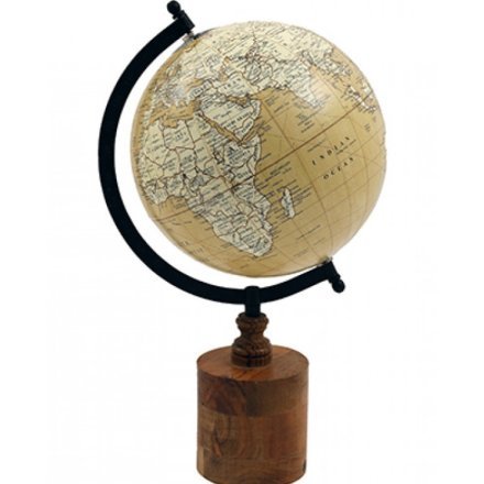 GLOBE ON WOODEN STAND