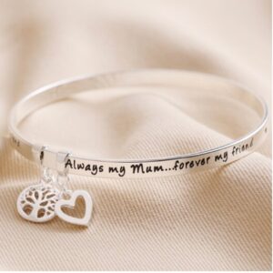 ALWAYS MY MUM FOREVER MY FRIEND' MEANINGFUL WORD BANGLE SILVER