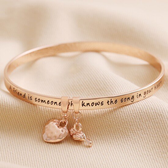 FRIEND' MEANINGFUL WORD BANGLE ROSE GOLD