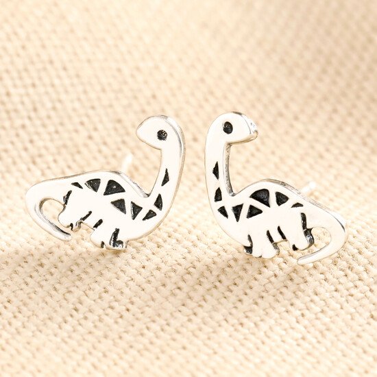STERLING SILVER DIPLODOCUS DINOSAUR STUD EARRINGS