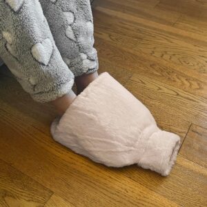 Luxury foot hot water bottle and cover in plush faux fur