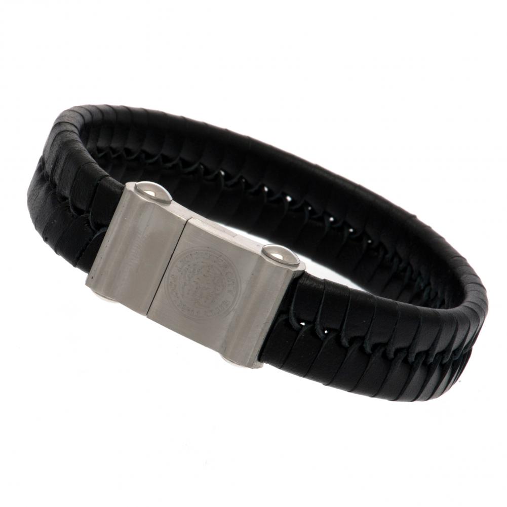 Leicester City FC Single Plait Leather Bracelet - Image 2
