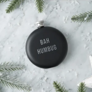 'Bah Humbug' Christmas Black Hip Flask