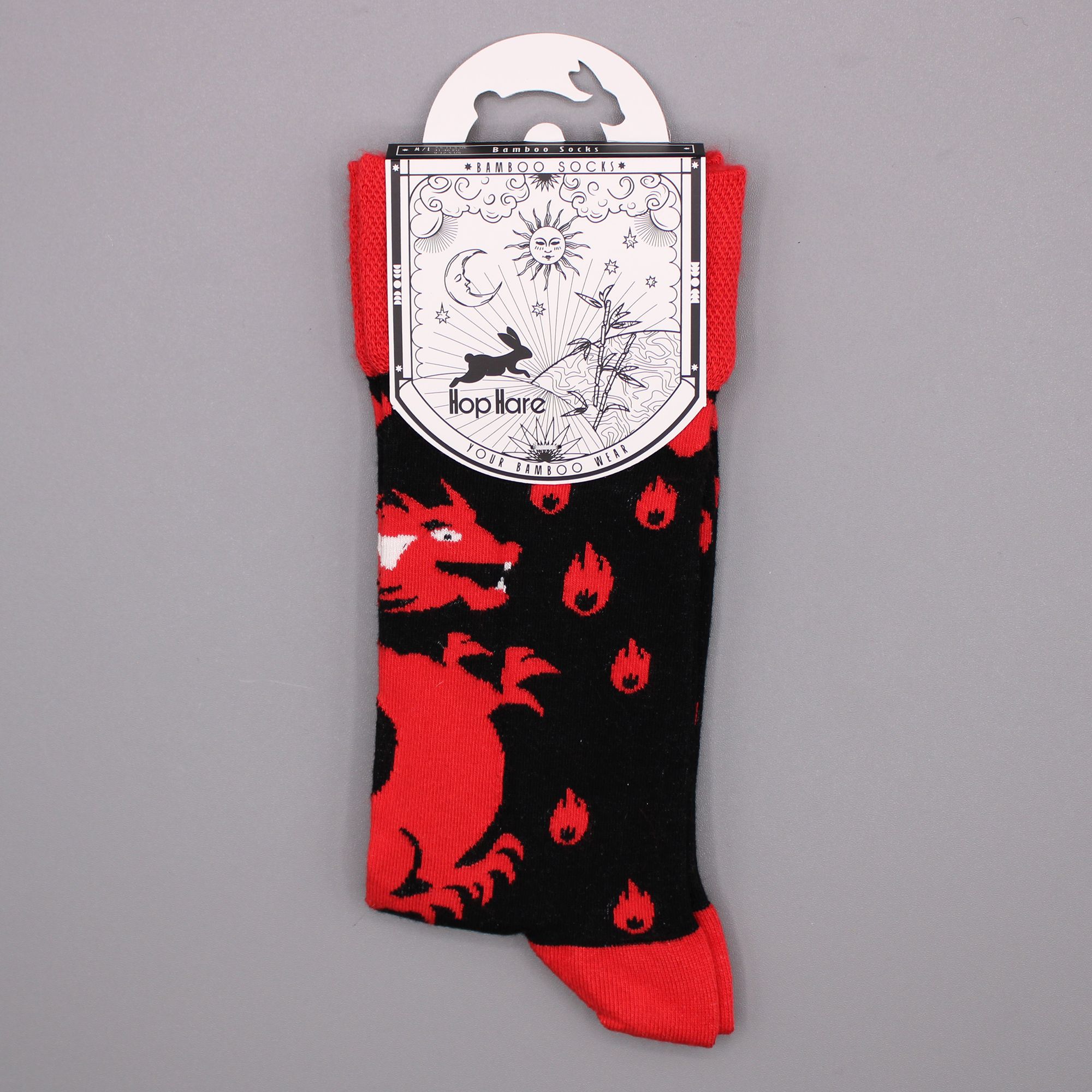 Hop Hare Bamboo Socks S/M - Red Dragons - Image 4