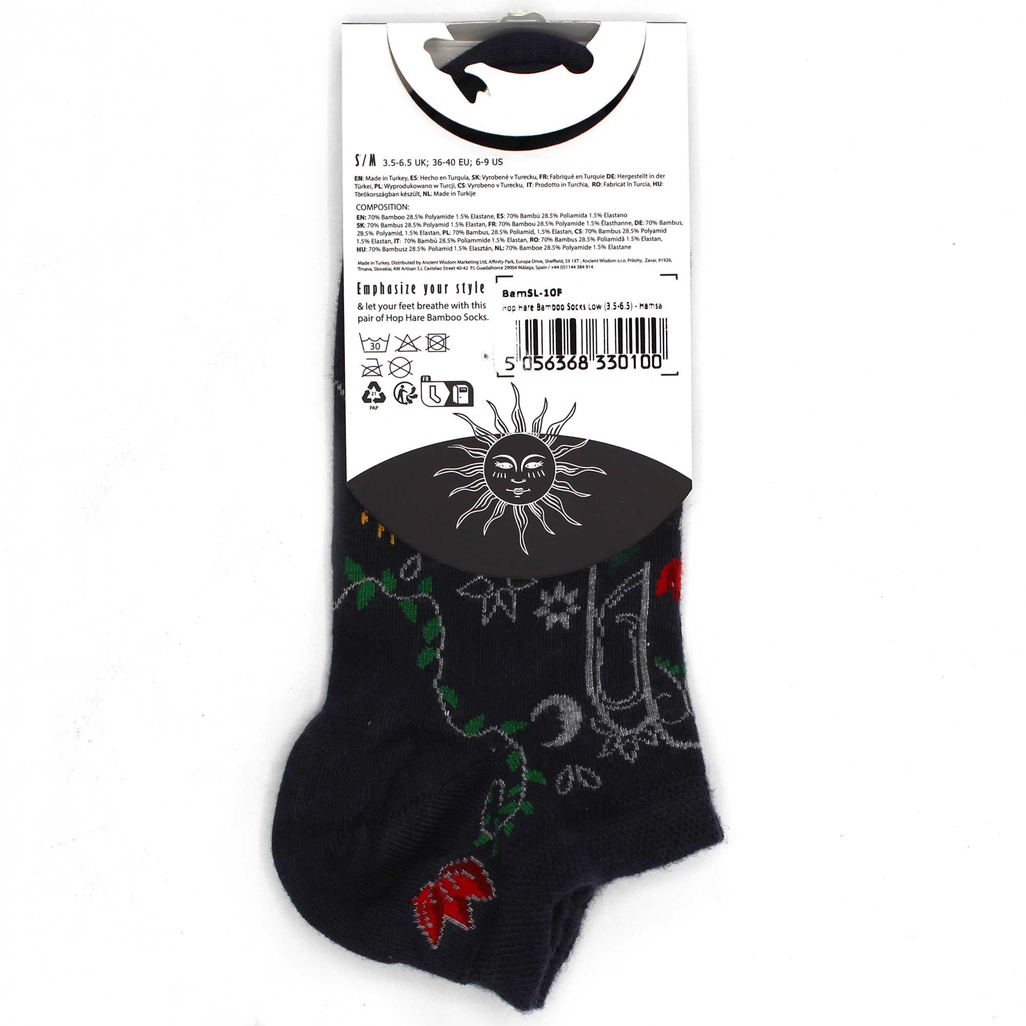 S/M Hop Hare Bamboo Socks Low (3.5-6.5) - Hamsa - Image 3