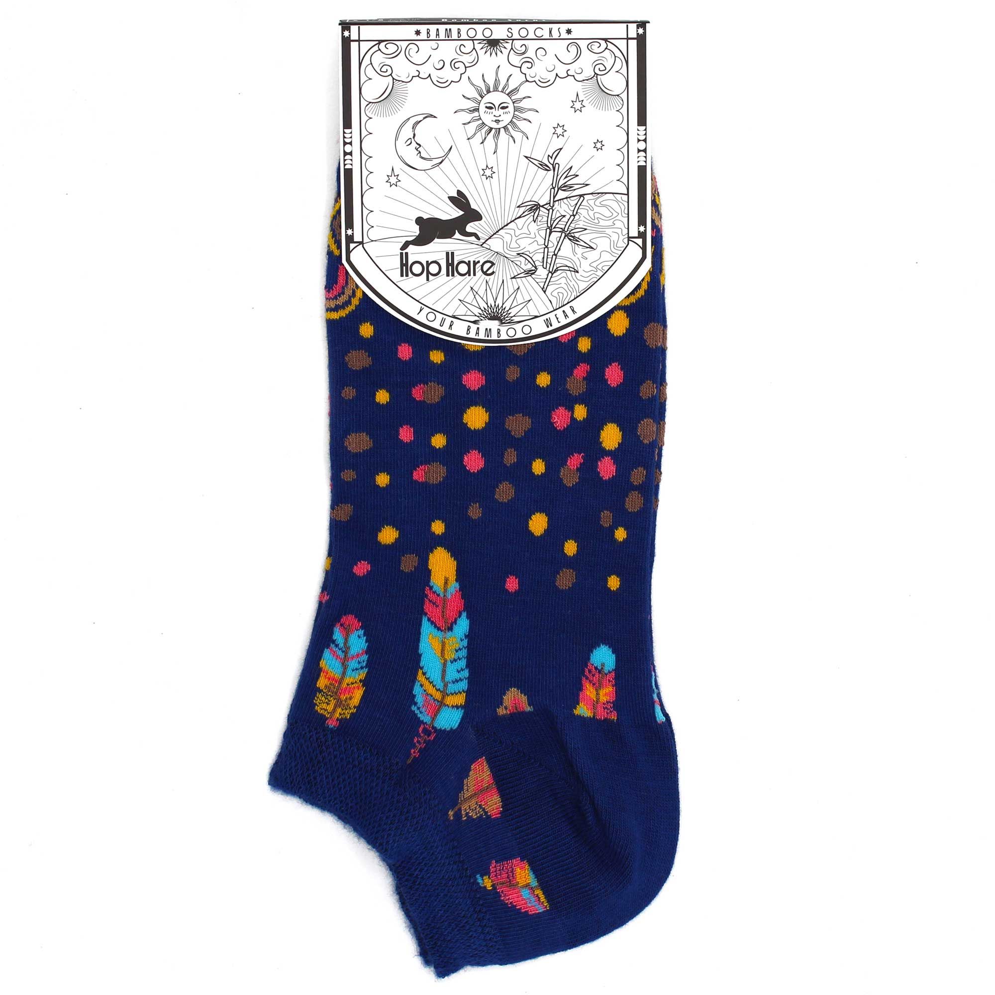 M/L Hop Hare Bamboo Socks Low (7.5-11.5) - Indian Feathers - Image 2