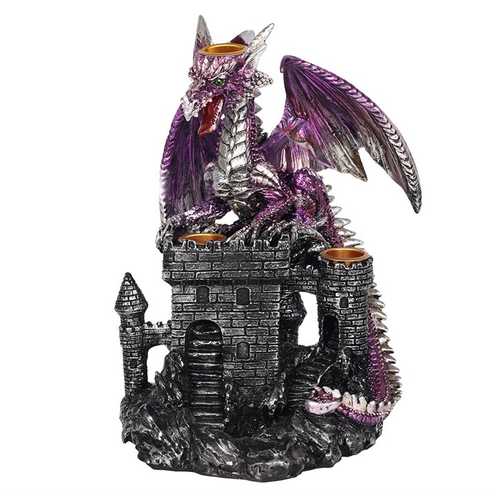 Purple Dragon on Castle Backflow Incense Burner - Image 3