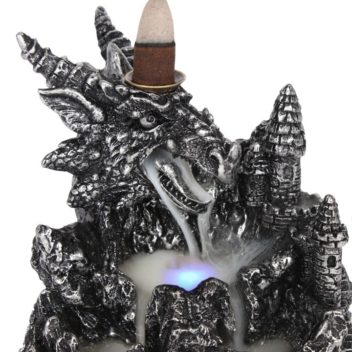 Silver Dragon Backflow Incense Burner With Light - Image 3