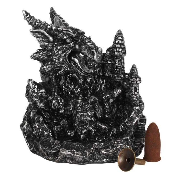 Silver Dragon Backflow Incense Burner With Light - Image 4