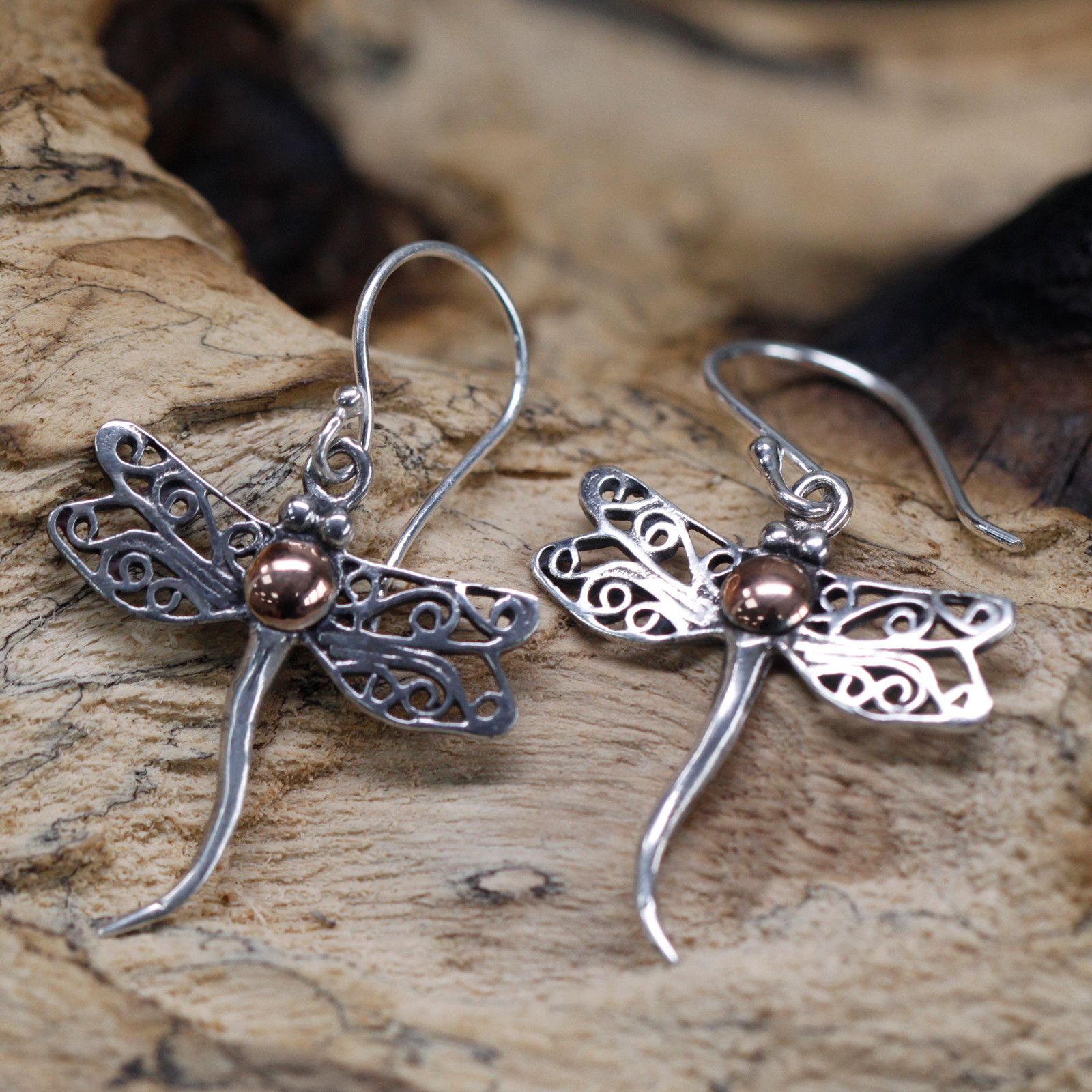 Silver & Gold Earring - Dragonflies - Image 2
