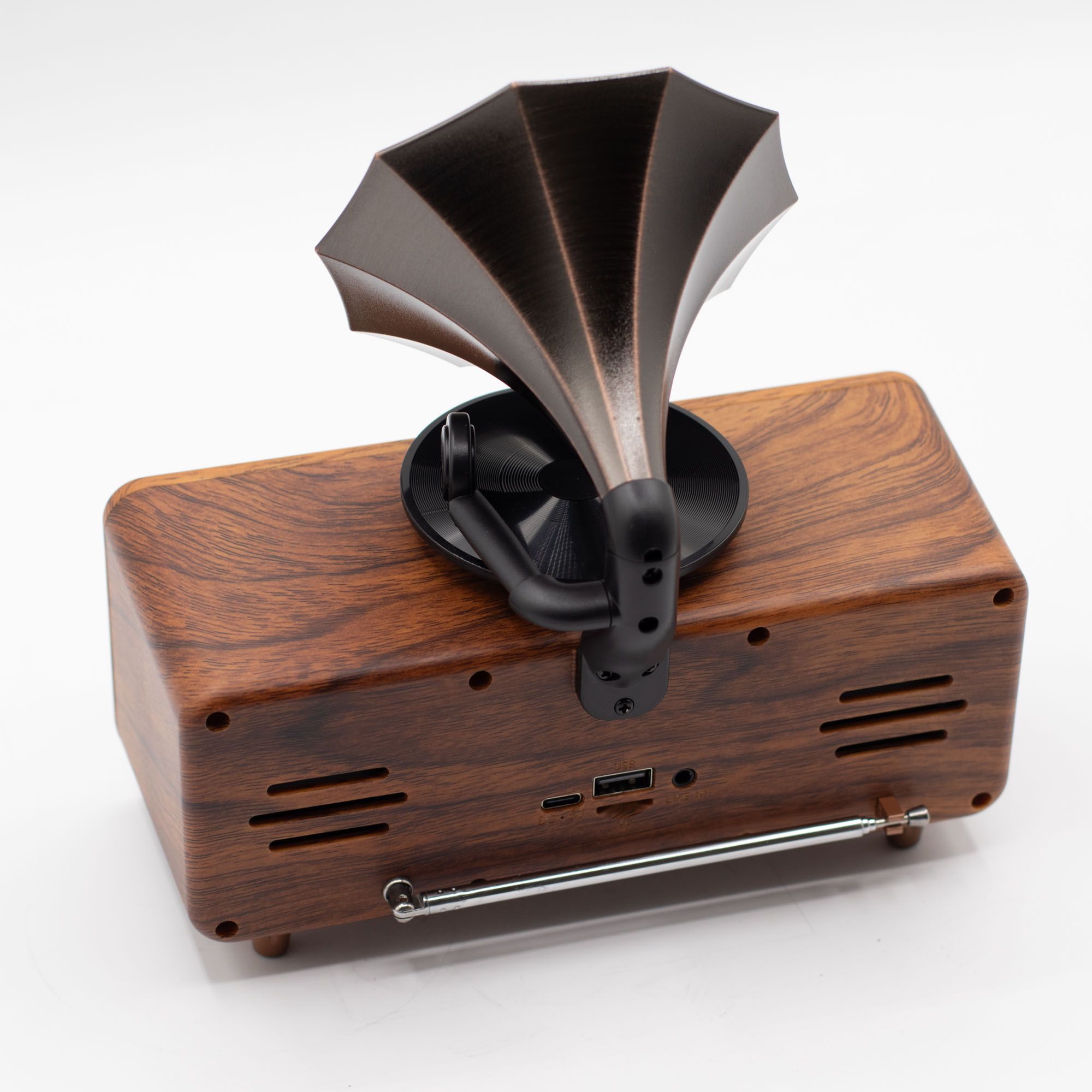 Retro Mini Double Gramophone Speaker - Bluetooth - 5.4 watt x 2 - Image 2