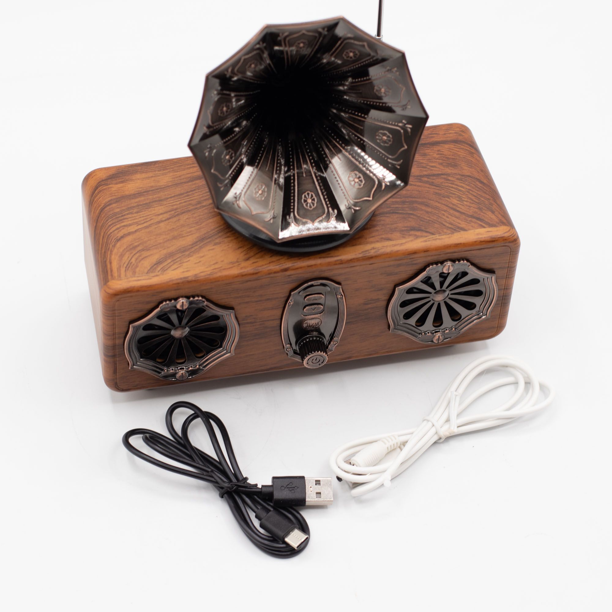 Retro Mini Double Gramophone Speaker - Bluetooth - 5.4 watt x 2 - Image 5