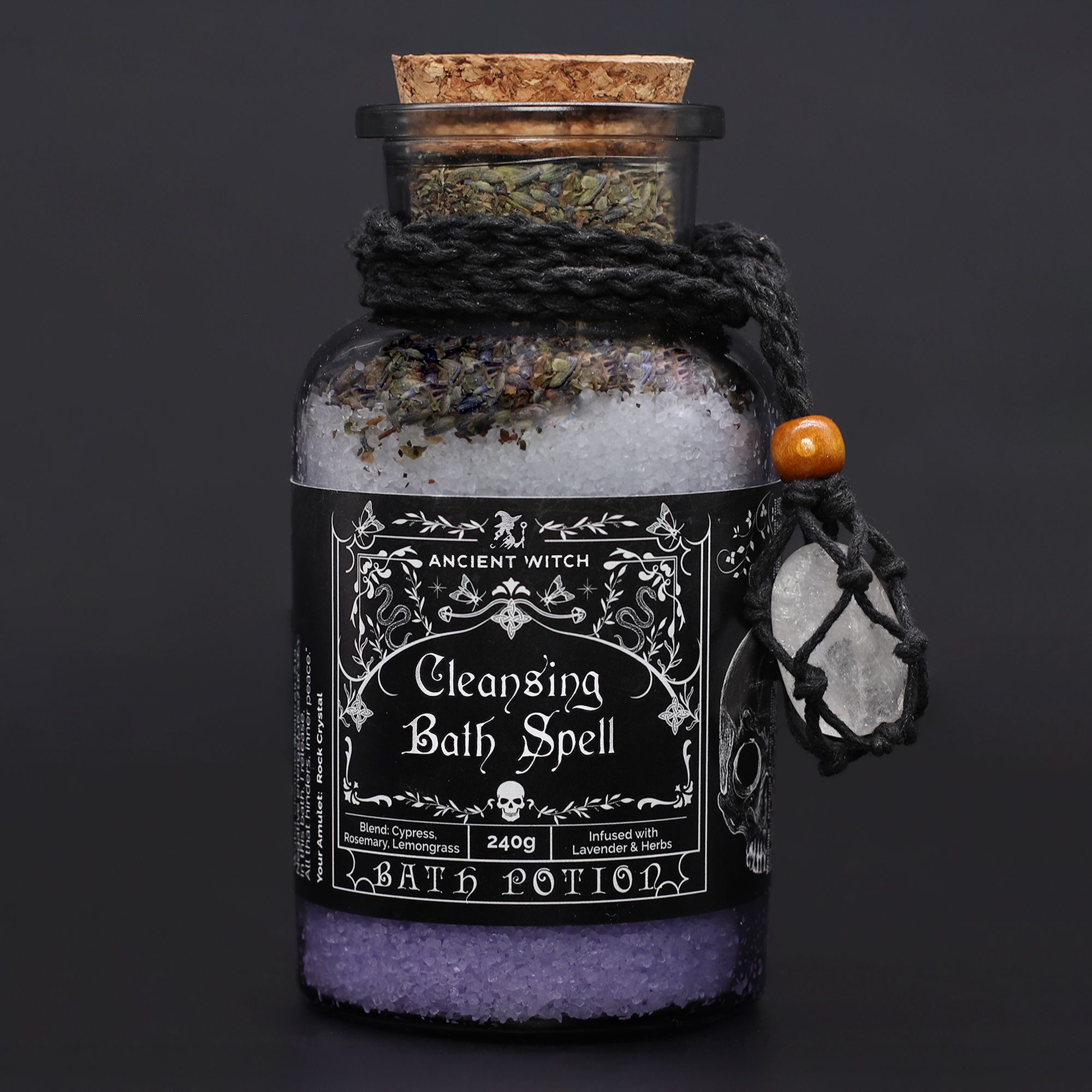 Ancient Witch Bath Spell Potion & Rock Crystal Amulet - Cleansing - Image 4
