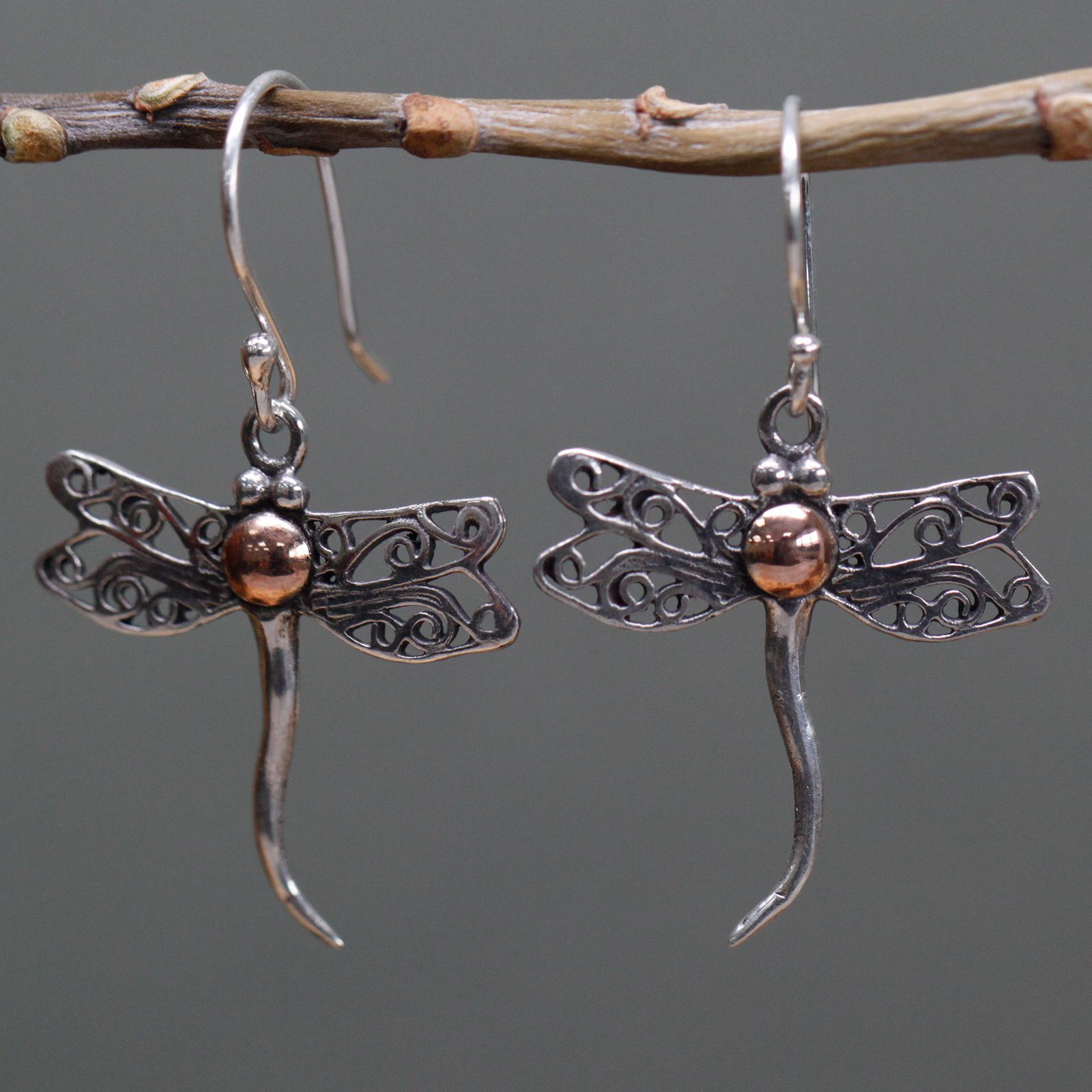 Silver & Gold Earring - Dragonflies - Image 8