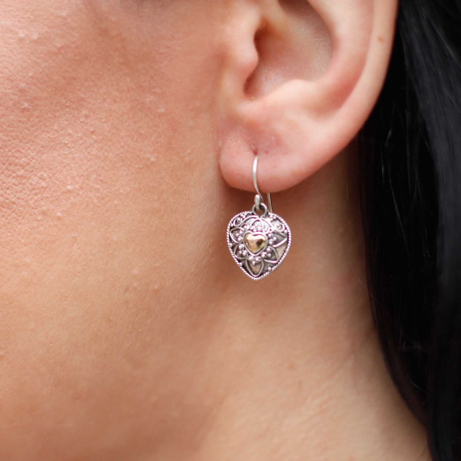 Silver & Gold Earring - Mandala Hearts - Image 9