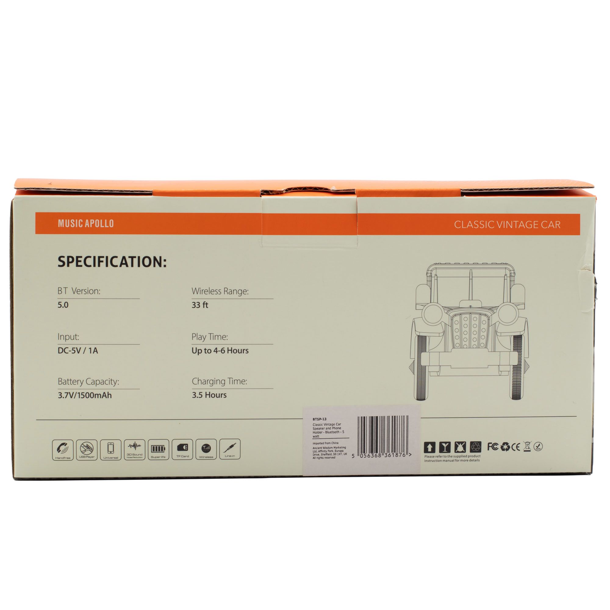 Classic Vintage Car Speaker and Phone Holder - Bluetooth - 5 watt - Image 2