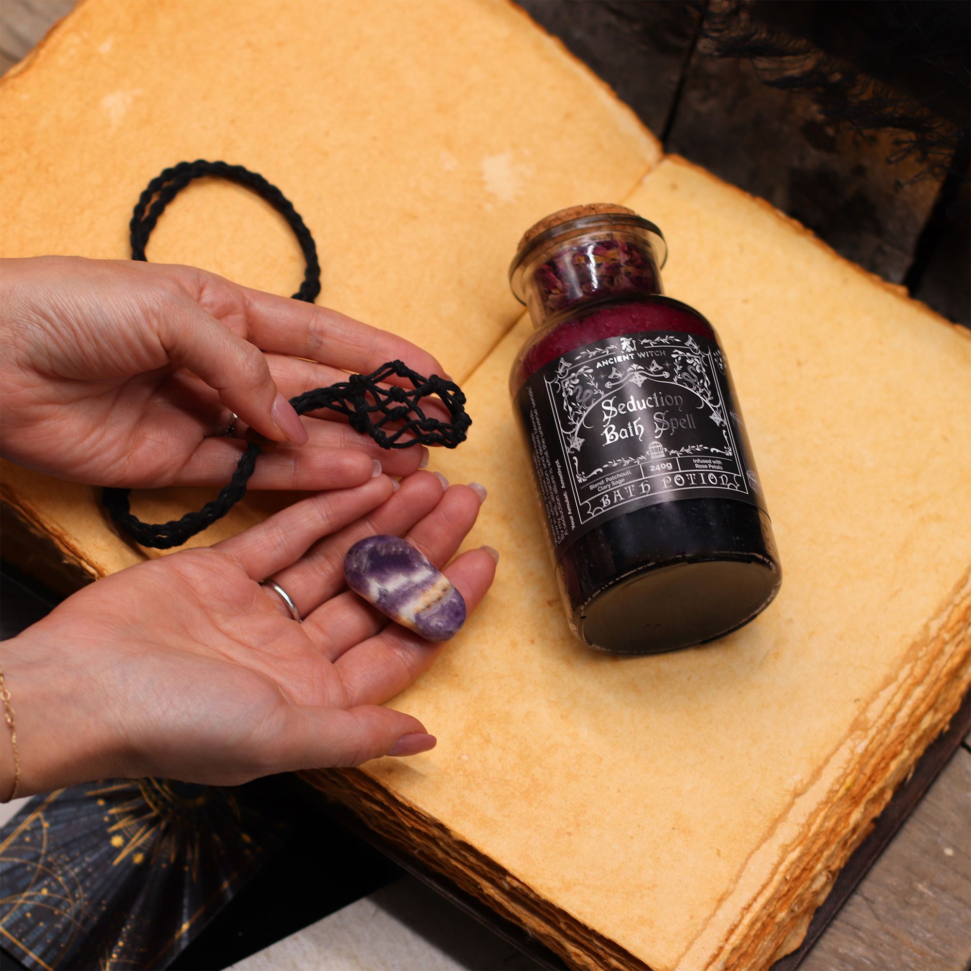 Ancient Witch Bath Spell Potion & Rock Crystal Amulet - Cleansing - Image 8